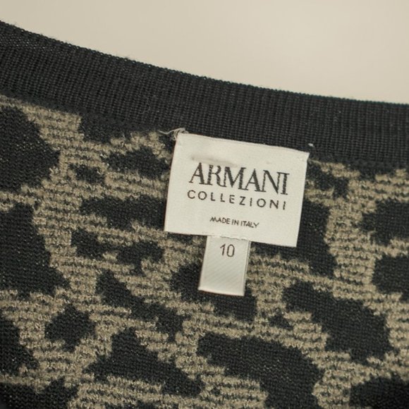 Armani Collezioni Taupe Leopard Jacquard Asymmetrical Button Cardigan - Picture 4 of 4